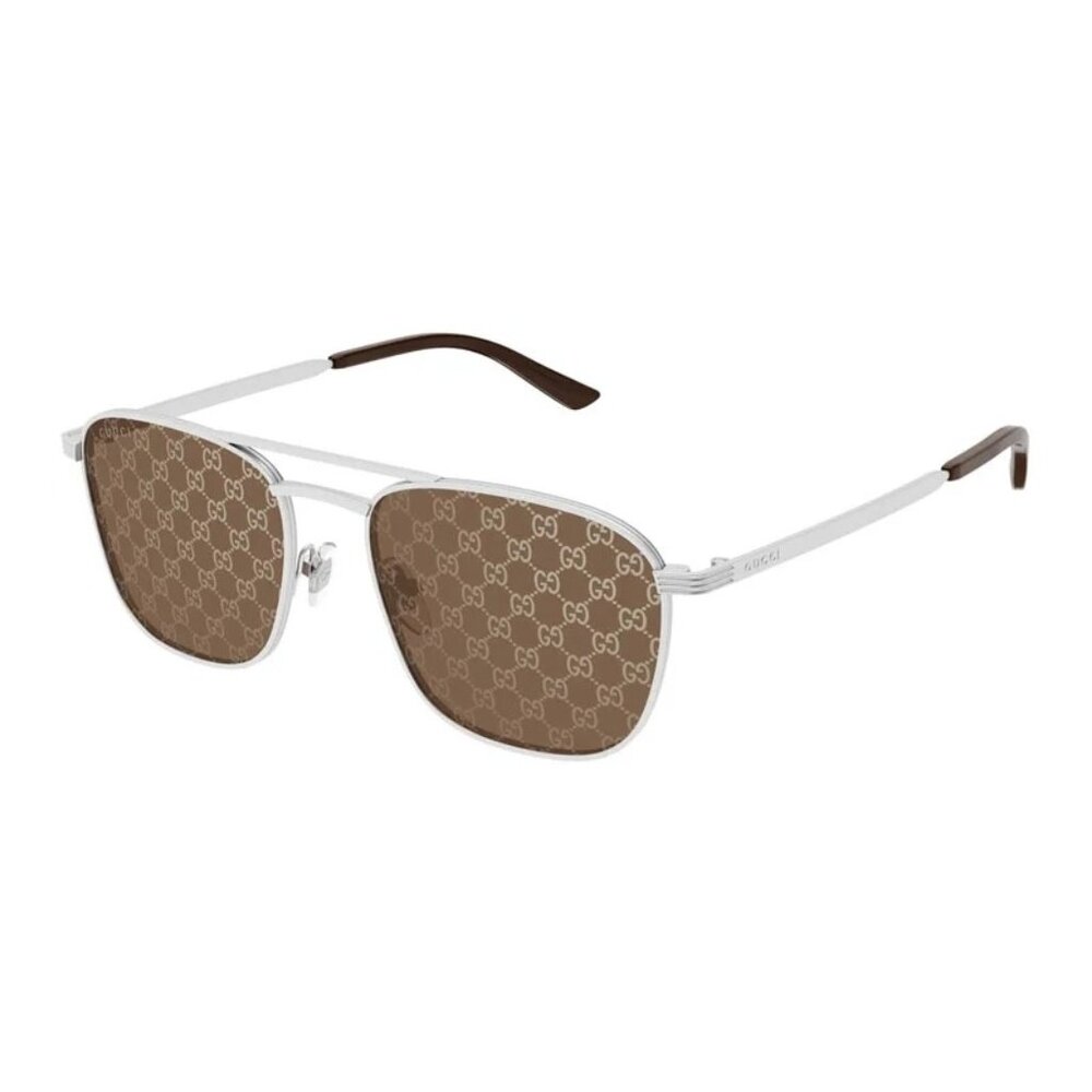 NEW GUCCI SUNGLASSES SILVER BROWN MEN EYEWEAR GUCCI GG1881S 004
